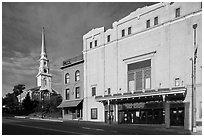 Penobscot Theater and church. Bangor, Maine, USA ( black and white)