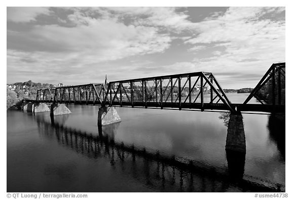 Railroad bridge over Penobscot River. Bangor, Maine, USA
