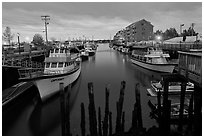 Harbor at dawn. Portland, Maine, USA (black and white)