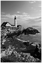 Portland Headlight, Cape Elizabeth. Portland, Maine, USA ( black and white)