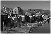 West side riverfront. Augusta, Maine, USA (black and white)