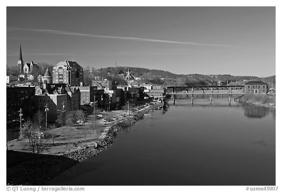 Kennebec River. Augusta, Maine, USA (black and white)
