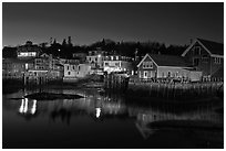 Harbor by night. Stonington, Maine, USA ( black and white)