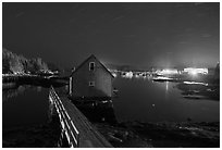 Lobster shack by night. Stonington, Maine, USA ( black and white)