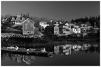Waterfront in early morning. Stonington, Maine, USA (black and white)