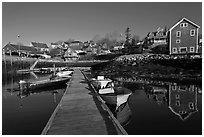 Calm harbor, early morning. Stonington, Maine, USA ( black and white)