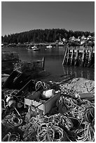 Lobster fishing harbor. Stonington, Maine, USA (black and white)