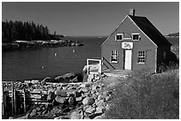 Red lobster shack. Stonington, Maine, USA (black and white)