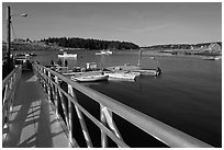Ramp and harbor. Isle Au Haut, Maine, USA (black and white)