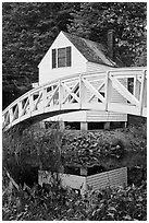 House and arched bridge. Maine, USA ( black and white)