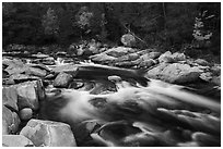 Orin Falls of the Wassatotaquoik Stream. Katahdin Woods and Waters National Monument, Maine, USA ( black and white)