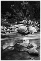Rapids of Wassatotaquoik Stream at Orin Falls. Katahdin Woods and Waters National Monument, Maine, USA ( black and white)