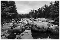 Wassatotaquoik Stream at Orin Falls. Katahdin Woods and Waters National Monument, Maine, USA ( black and white)