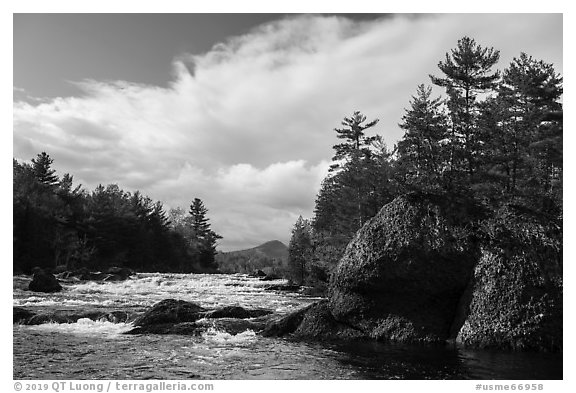 Haskell Rock Pitch, and Haskell Rock. Katahdin Woods and Waters National Monument, Maine, USA (black and white)