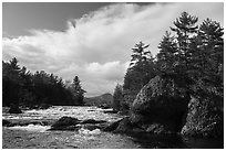 Haskell Rock Pitch, and Haskell Rock. Katahdin Woods and Waters National Monument, Maine, USA ( black and white)