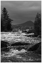 Haskell Rock Pitch of the East Branch Penobscot River, and Bald Mountain. Katahdin Woods and Waters National Monument, Maine, USA ( black and white)