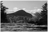 Haskell Rock Pitch rapids and Bald Mountain in autumn. Katahdin Woods and Waters National Monument, Maine, USA ( black and white)