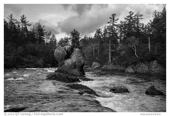 Haskell Rock. Katahdin Woods and Waters National Monument, Maine, USA (black and white)