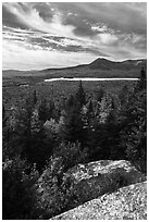 Mount Katahdin from Barnard Mountain top in autumn. Katahdin Woods and Waters National Monument, Maine, USA ( black and white)