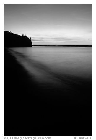 Sunset over Lake Superior, Pictured Rocks National Lakeshore. Upper Michigan Peninsula, USA (black and white)