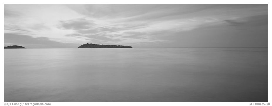 Dawn lakescape, Lake Superior. Minnesota, USA (black and white)