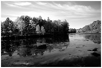 Trees reflected in river, Banning State Park. Minnesota, USA ( black and white)