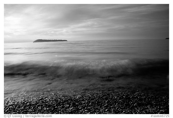 Lake Superior at Sunrise near Grand Portage. Minnesota, USA (black and white)