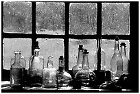 Window in the Kitchen building, Grand Portage National Monument. Minnesota, USA ( black and white)