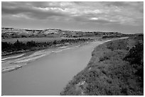 Little Missouri River. North Dakota, USA (black and white)