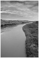 Little Missouri River. North Dakota, USA ( black and white)