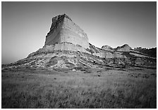 Scotts Bluff at sunrise. Scotts Bluff National Monument. South Dakota, USA (black and white)