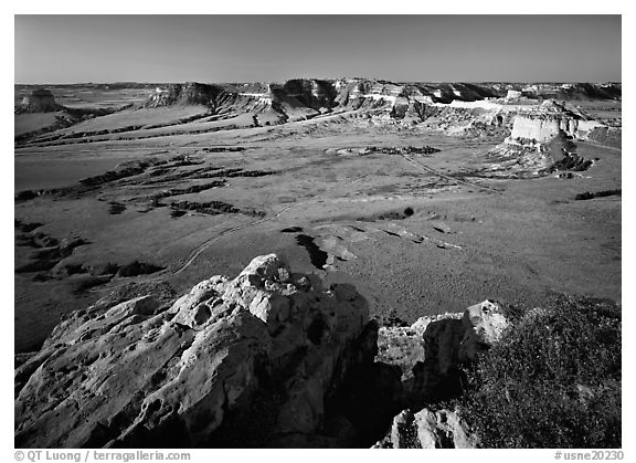 South Bluff seen from Scotts Bluff, early morming. Scotts Bluff National Monument. USA (black and white)
