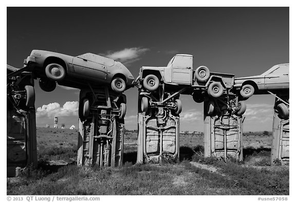 Arches formed by welded cars, Carhenge. Alliance, Nebraska, USA