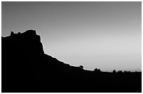 Scotts Bluff profile at sunrise. Scotts Bluff National Monument. South Dakota, USA (black and white)