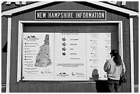 Fall foliage information board. New Hampshire, USA ( black and white)