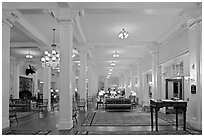 Hotel Lobby, Omni Mount Washington resort, Bretton Woods. New Hampshire, USA ( black and white)