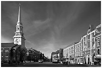 Market Square and church. Portsmouth, New Hampshire, USA ( black and white)