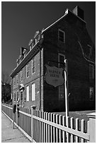 Warner house and fence. Portsmouth, New Hampshire, USA ( black and white)