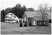 House and barns. Walpole, New Hampshire, USA (black and white)