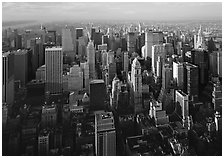 Mid-town Manhattan skyscrapers from above, late afternoon. NYC, New York, USA ( black and white)