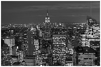 Night skyline with Empire State Building. NYC, New York, USA ( black and white)