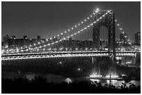 Washington Bridge at night. NYC, New York, USA (black and white)