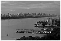 Hudson River, Fort Lee, and Manhattan. NYC, New York, USA (black and white)