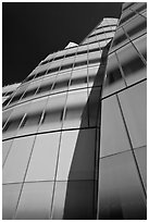 Looking up facade of IAC building. NYC, New York, USA (black and white)