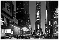 Times Square at dusk. NYC, New York, USA (black and white)