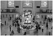 Information booth, Grand Central Station. NYC, New York, USA ( black and white)