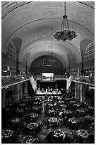Great Hall of Main Building, Ellis Island. NYC, New York, USA ( black and white)