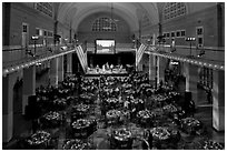 Gala, Great Hall of Immigration Museum, Ellis Island. NYC, New York, USA (black and white)