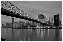 Queensboro bridge and Manhattan at dawn. NYC, New York, USA (black and white)