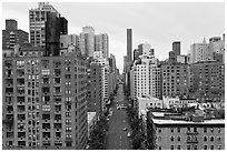 Street and buildings from above, Manhattan. NYC, New York, USA ( black and white)